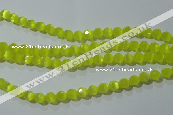 CCT375 15 inches 8mm faceted round cats eye beads wholesale