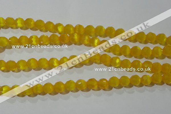 CCT377 15 inches 8mm faceted round cats eye beads wholesale