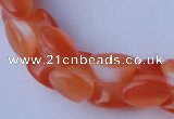 CCT39 14.5 inches 6*10mm drum-shaped orange red cats eye beads