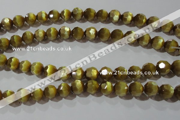 CCT394 15 inches 10mm faceted round cats eye beads wholesale