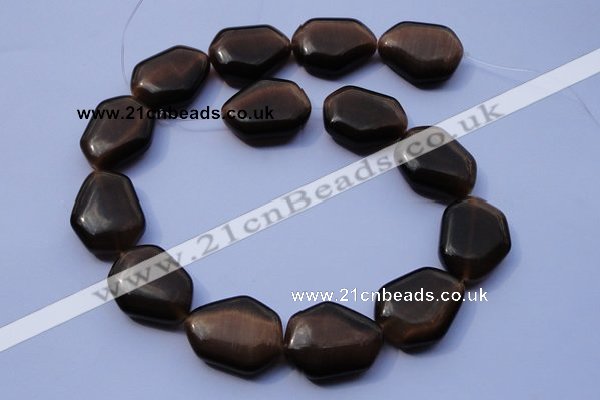 CCT43 15 inches 22*25mm freeform black coffee cats eye beads wholesale