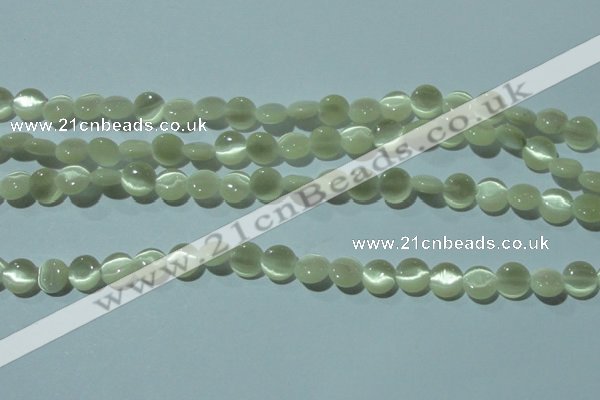 CCT450 15 inches 6mm flat round cats eye beads wholesale