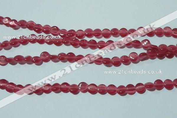 CCT453 15 inches 6mm flat round cats eye beads wholesale