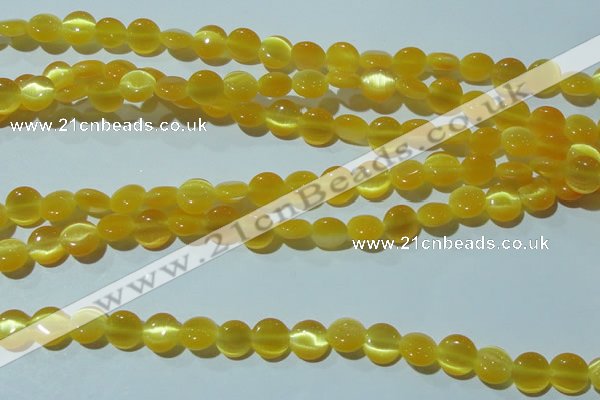 CCT455 15 inches 6mm flat round cats eye beads wholesale