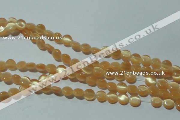 CCT456 15 inches 6mm flat round cats eye beads wholesale