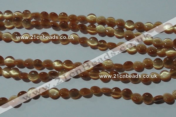 CCT457 15 inches 6mm flat round cats eye beads wholesale