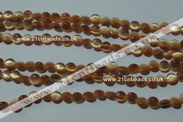 CCT457 15 inches 6mm flat round cats eye beads wholesale