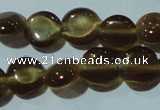 CCT458 15 inches 6mm flat round cats eye beads wholesale