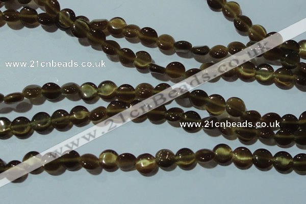 CCT458 15 inches 6mm flat round cats eye beads wholesale