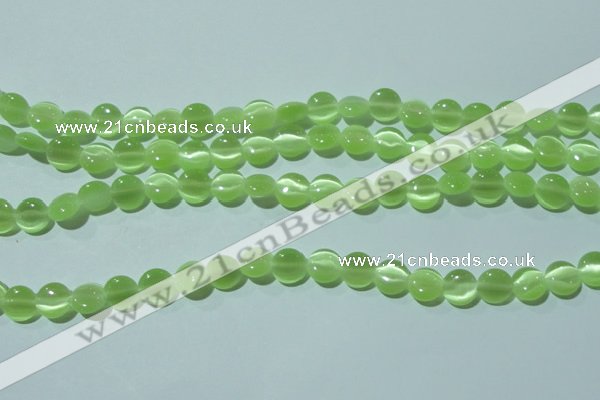 CCT460 15 inches 6mm flat round cats eye beads wholesale