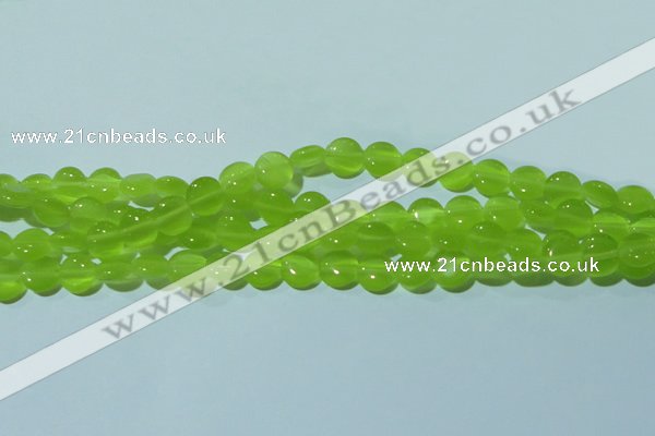 CCT461 15 inches 6mm flat round cats eye beads wholesale