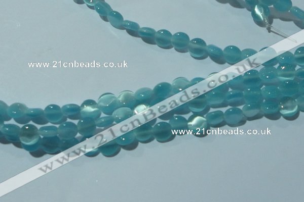 CCT463 15 inches 6mm flat round cats eye beads wholesale