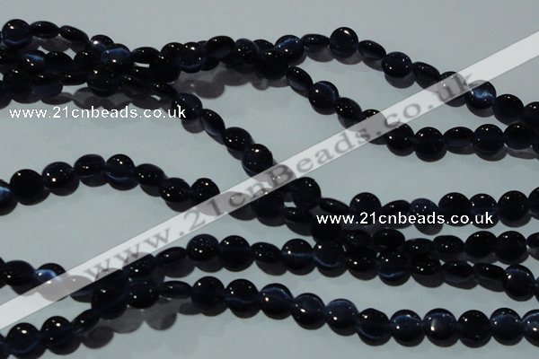 CCT468 15 inches 6mm flat round cats eye beads wholesale