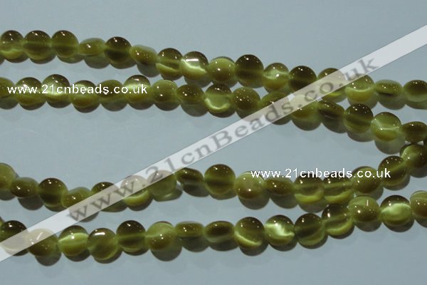 CCT483 15 inches 8mm flat round cats eye beads wholesale