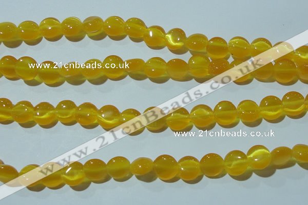 CCT484 15 inches 8mm flat round cats eye beads wholesale