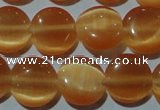 CCT485 15 inches 8mm flat round cats eye beads wholesale
