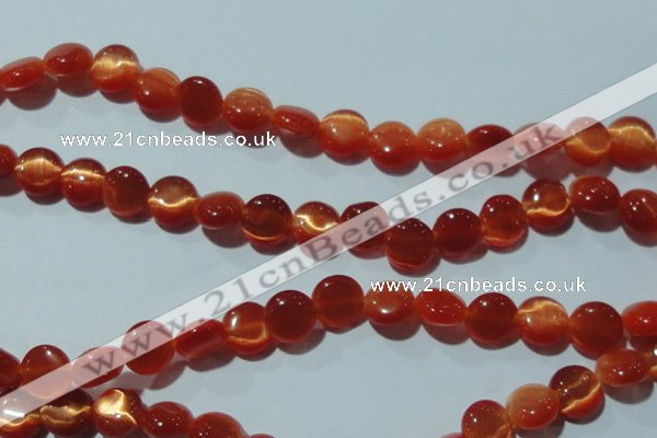 CCT487 15 inches 8mm flat round cats eye beads wholesale