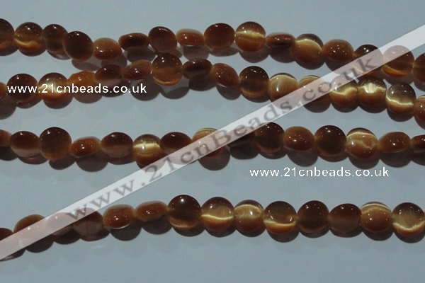 CCT488 15 inches 8mm flat round cats eye beads wholesale