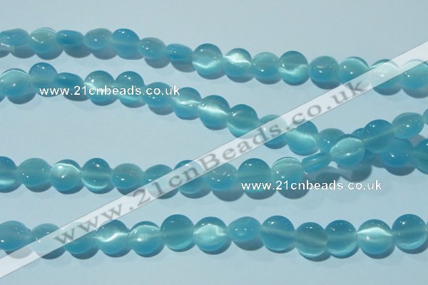 CCT492 15 inches 8mm flat round cats eye beads wholesale