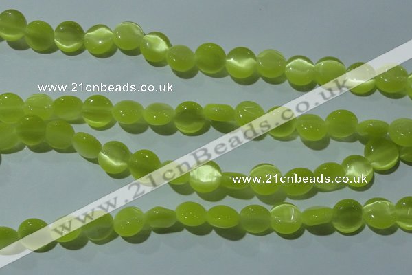 CCT494 15 inches 8mm flat round cats eye beads wholesale