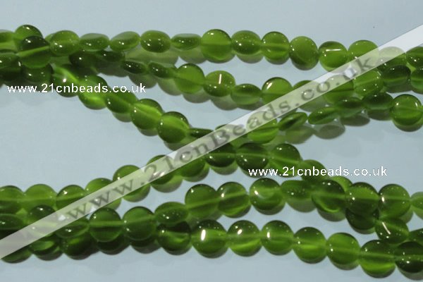 CCT495 15 inches 8mm flat round cats eye beads wholesale