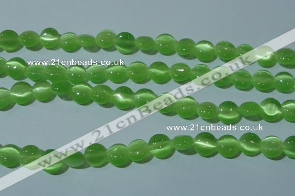 CCT496 15 inches 8mm flat round cats eye beads wholesale