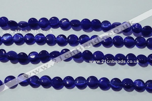 CCT498 15 inches 8mm flat round cats eye beads wholesale