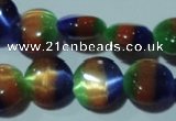 CCT499 15 inches 8mm flat round cats eye beads wholesale