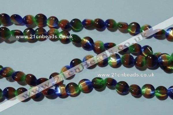 CCT499 15 inches 8mm flat round cats eye beads wholesale