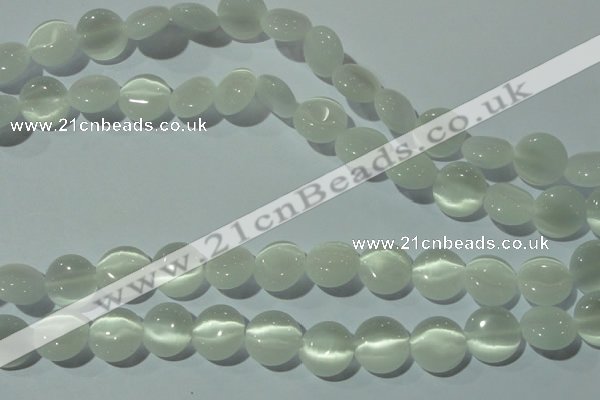 CCT510 15 inches 10mm flat round cats eye beads wholesale