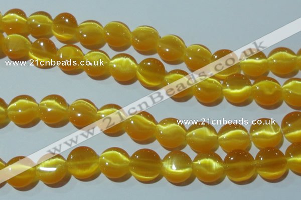 CCT515 15 inches 10mm flat round cats eye beads wholesale