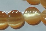 CCT516 15 inches 10mm flat round cats eye beads wholesale