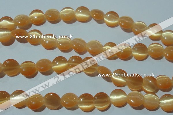 CCT516 15 inches 10mm flat round cats eye beads wholesale