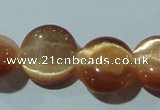 CCT517 15 inches 10mm flat round cats eye beads wholesale