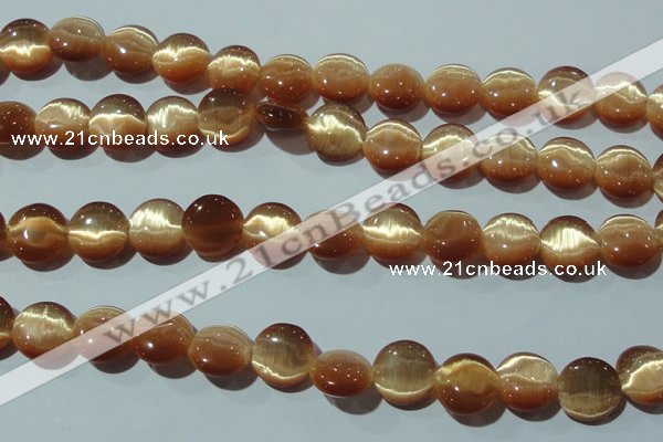 CCT517 15 inches 10mm flat round cats eye beads wholesale