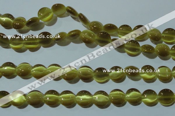 CCT518 15 inches 10mm flat round cats eye beads wholesale