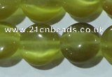 CCT519 15 inches 10mm flat round cats eye beads wholesale