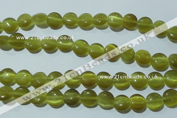 CCT519 15 inches 10mm flat round cats eye beads wholesale