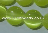 CCT520 15 inches 10mm flat round cats eye beads wholesale
