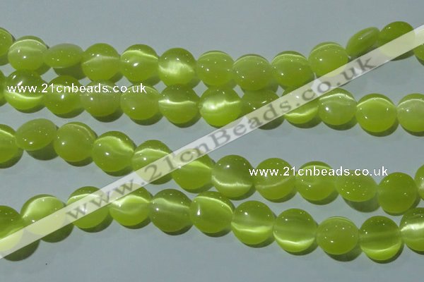 CCT520 15 inches 10mm flat round cats eye beads wholesale