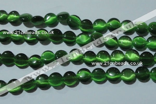 CCT523 15 inches 10mm flat round cats eye beads wholesale