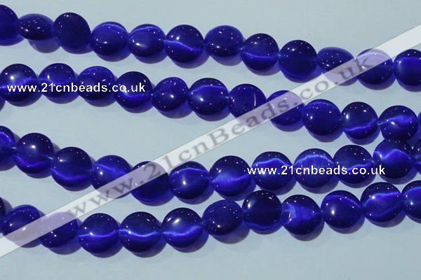 CCT525 15 inches 10mm flat round cats eye beads wholesale