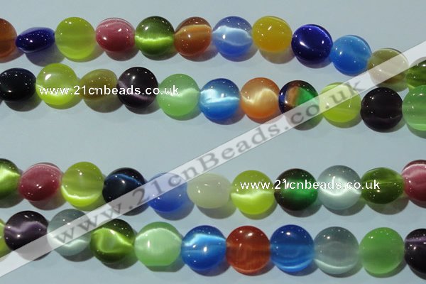 CCT526 15 inches 10mm flat round cats eye beads wholesale