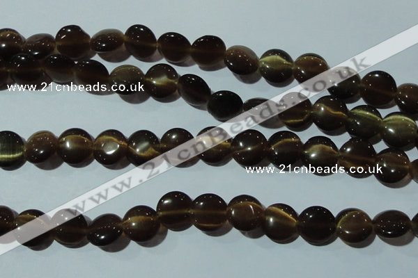 CCT527 15 inches 10mm flat round cats eye beads wholesale