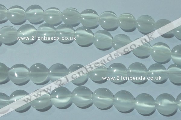 CCT540 15 inches 12mm flat round cats eye beads wholesale