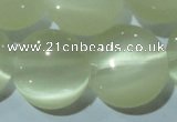 CCT541 15 inches 12mm flat round cats eye beads wholesale