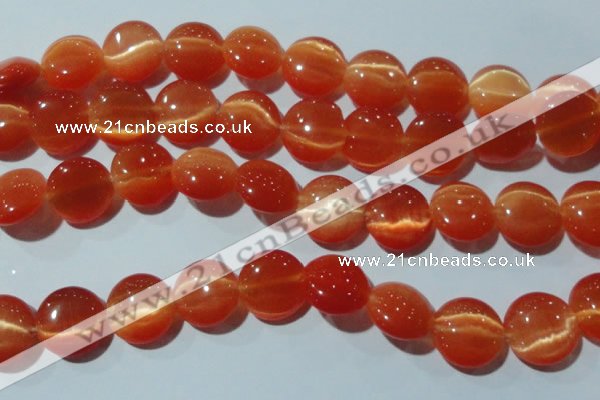 CCT546 15 inches 12mm flat round cats eye beads wholesale