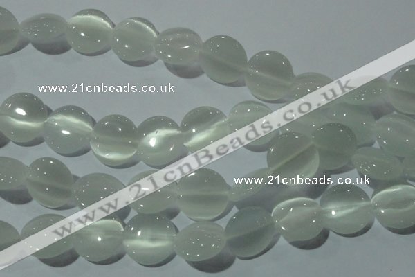 CCT570 15 inches 14mm flat round cats eye beads wholesale