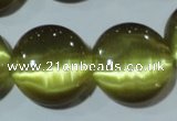 CCT573 15 inches 14mm flat round cats eye beads wholesale