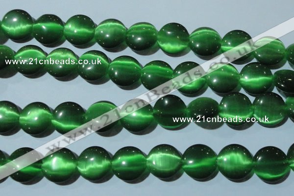 CCT576 15 inches 14mm flat round cats eye beads wholesale